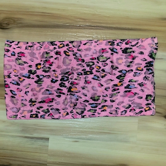 Bandeau Lace & Mesh Pink Animal Print - Picture 1 of 10